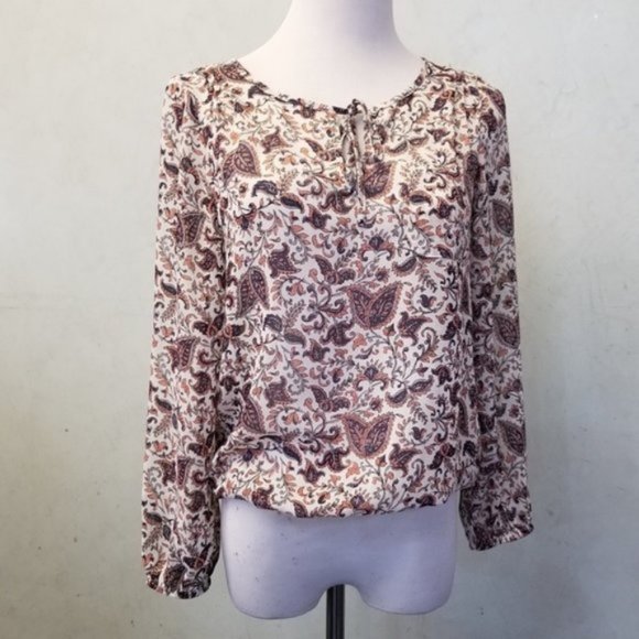Lucky Brand floral elastic waist blouse size XS (93) - Picture 4 of 7